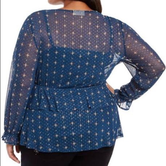 NWOT Style & Co Blue Sheer Ruffled Top Sz 2X - Picture 9 of 9